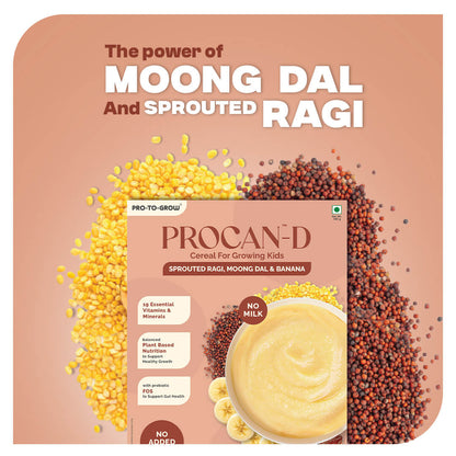 Procan-D Sprouted Ragi, Moong Dal & Banana Growing Kids Nutrition Cereal - 300g Box
