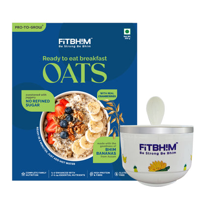 Bhim Banana Oats & Stainless Steel Bowl Combo – 300g Box + 500ml Bowl
