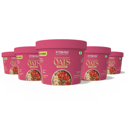 Instant Strawberry Oats Cups | Pro-To-Grow (Pack of 5 × 60g)