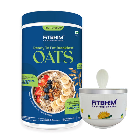 Bhim Banana Oats Jar & Stainless Steel Bowl Combo – 300g Jar + 500ml Bowl