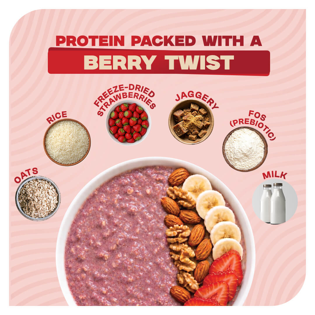 Ready-to-Eat Strawberry High Protein Oats - 50g Single Serve ( Pack of 5 )