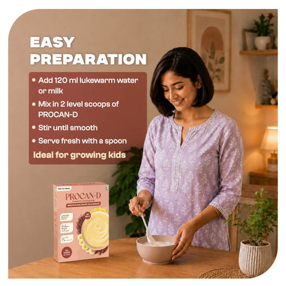 Procan-D Sprouted Ragi, Moong Dal & Banana Growing Kids Nutrition Cereal - 300g Box