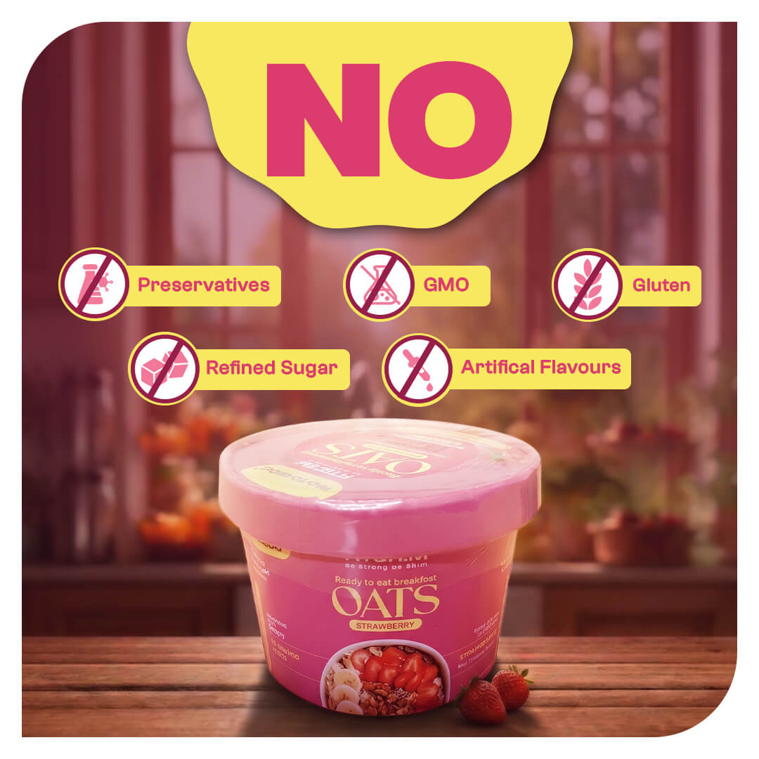Instant Strawberry Oats Cups | Pro-To-Grow (Pack of 5 × 60g)