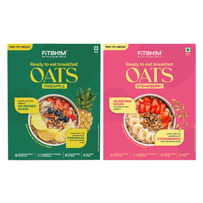 Pineapple & Strawberry Ready-to-Eat Oats Combo – Pack of 2 x 300g Box