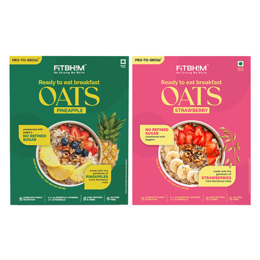 Pineapple & Strawberry Ready-to-Eat Oats Combo – Pack of 2 x 300g Box