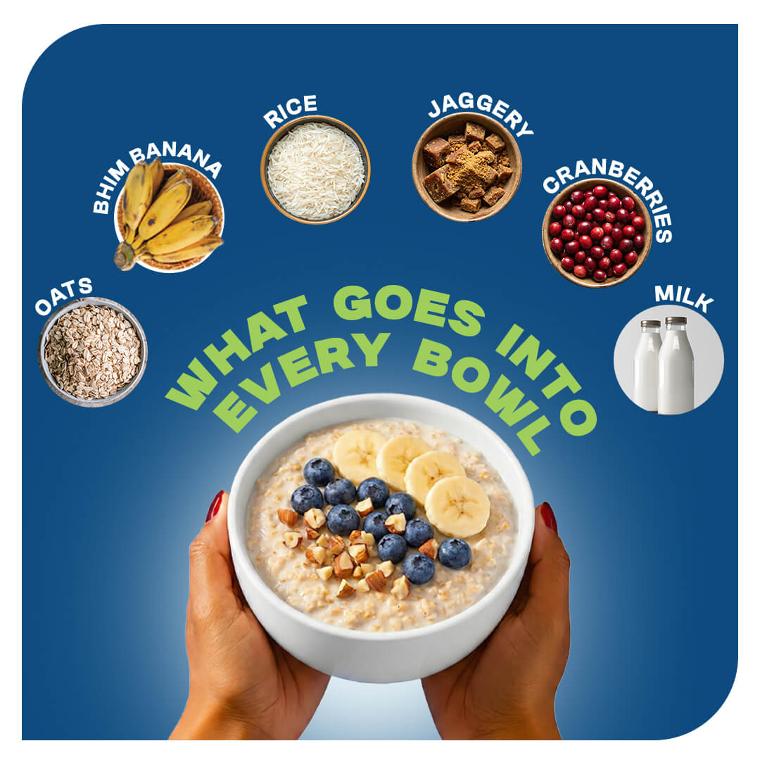 Bhim Banana Ready-to-Eat Oats Pack of 3 – 300g Jars with Complimentary Bowl