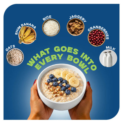 Bhim Banana Ready-to-Eat Oats Pack of 3 – 300g Jars with Complimentary Bowl