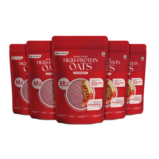 Ready-to-Eat Strawberry High Protein Oats - 50g Single Serve ( Pack of 5 )