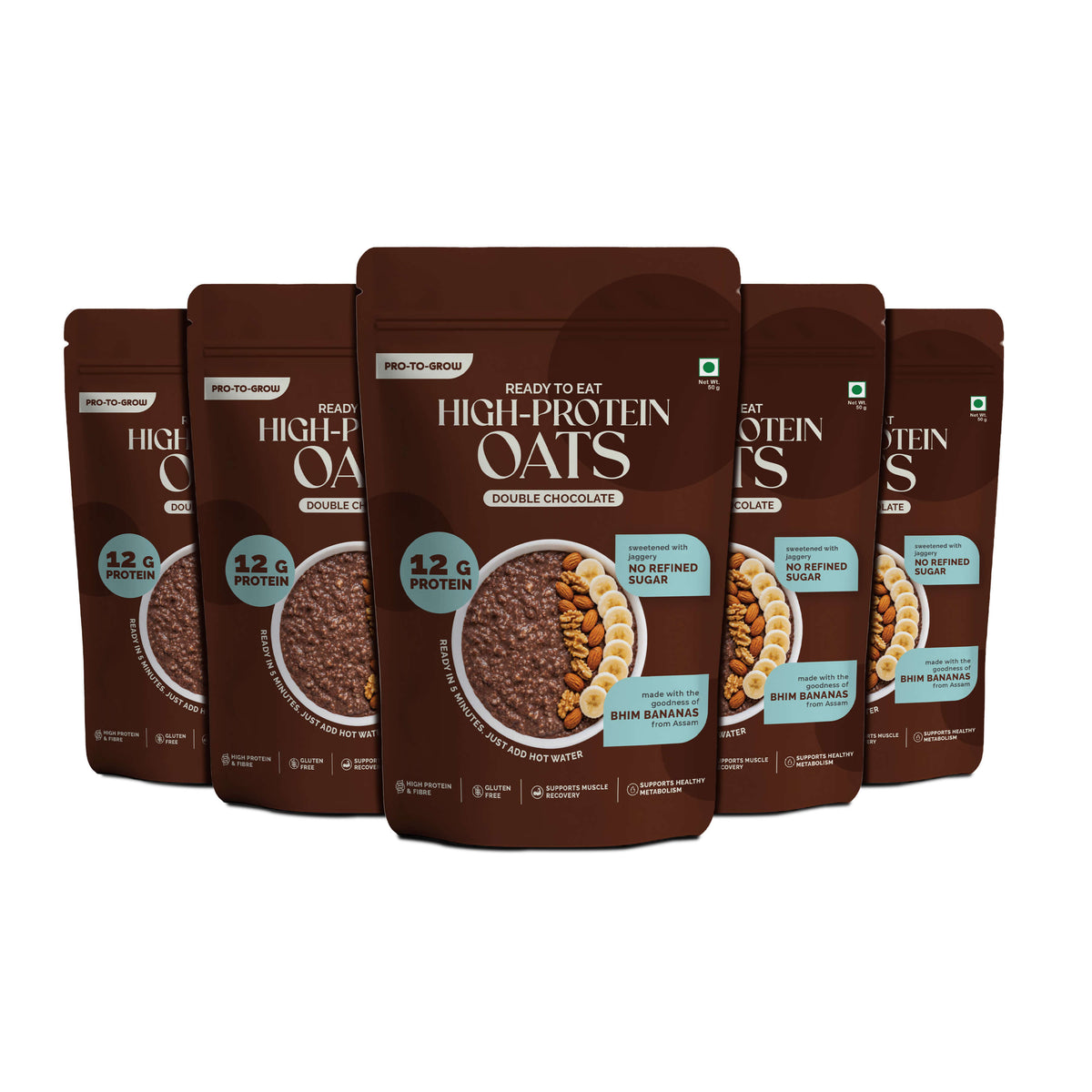 Ready-to-Eat Double Chocolate High Protein Oats - 50g Single Serve ( Pack of 5 )