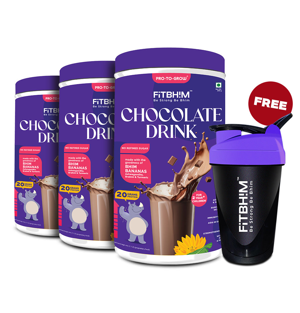 Chocolate Health Drink for Kids Pack of 3 – 200g Jars with Complimentary Sipper