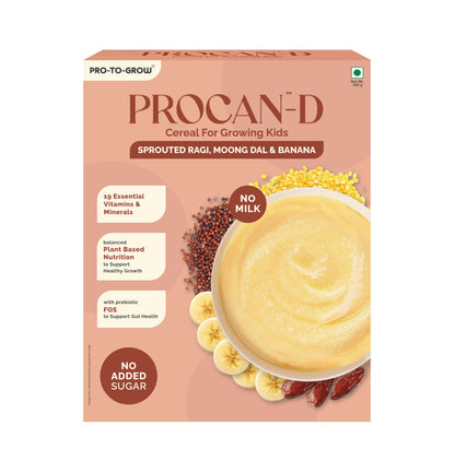 Procan-D Sprouted Ragi, Moong Dal & Banana Growing Kids Nutrition Cereal - 300g Box