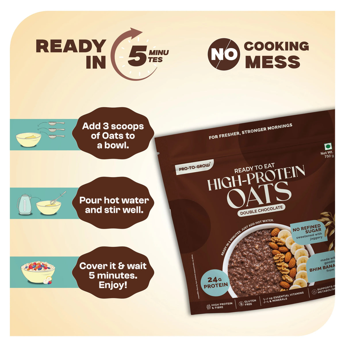 High-Protein Double Chocolate Oats Value Pack – 750g