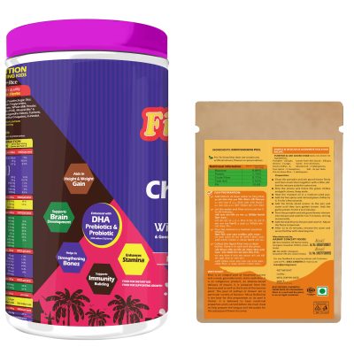 Complete Family Health and Nutritional Pack of Fitbhim Chocolate Drink 200g and Kola Khar 50g, Combo Pack and Value Pack of 2.