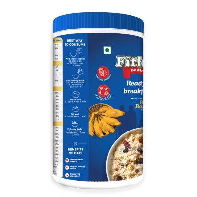 Fitbhim Oats Pack of 2 (Ready to Eat Breakfast Cereal) 300gms each | Made with Bhim Bananas from Assam | Whole Grains Oats | Complete Family Nutritious (Child & Adult) Breakfast Cereals | Dietary Fiber and Protein | Porridge | Easy to Prepare